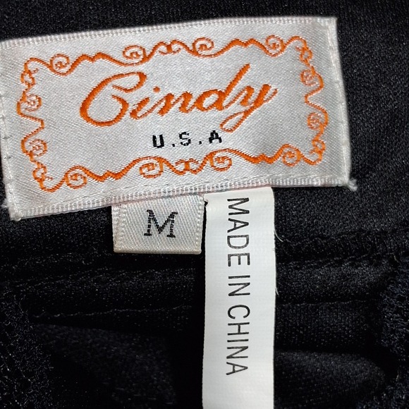 Cindy USA Black Lace Beaded V Neck Y2K Cap Sleeve Dress Size Medium‎ - Picture 2 of 11